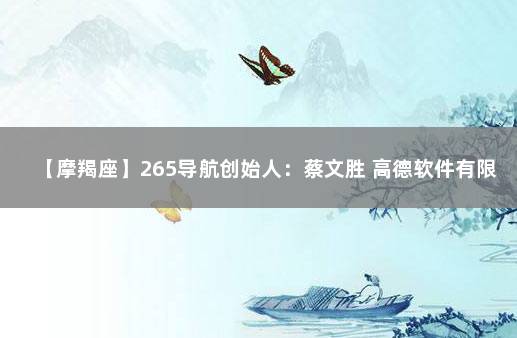【摩羯座】265导航创始人：蔡文胜 高德软件有限公司创始人