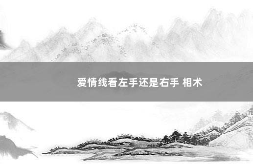 爱情线看左手还是右手 相术