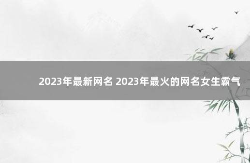 2023年最新网名 2023年最火的网名女生霸气