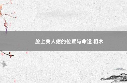 脸上美人痣的位置与命运 相术