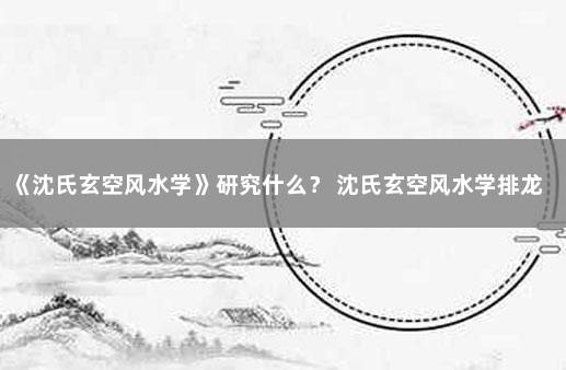 《沈氏玄空风水学》研究什么？ 沈氏玄空风水学排龙诀