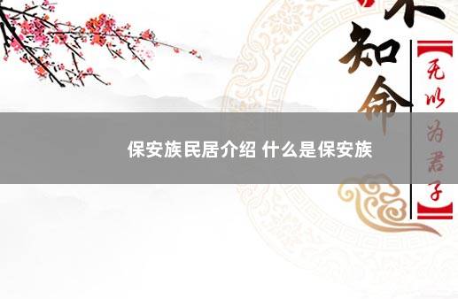 保安族民居介绍 什么是保安族