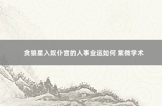 贪狼星入奴仆宫的人事业运如何 紫微学术