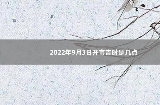 2022年9月3日开市吉时是几点