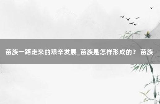 苗族一路走来的艰辛发展_苗族是怎样形成的？ 苗族的发展