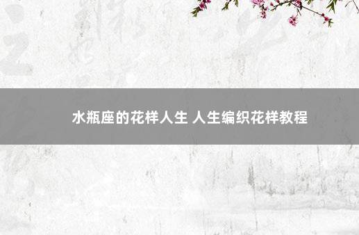 水瓶座的花样人生 人生编织花样教程