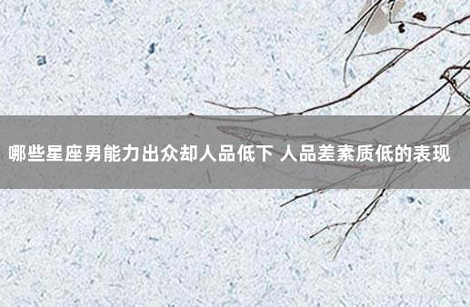 哪些星座男能力出众却人品低下 人品差素质低的表现