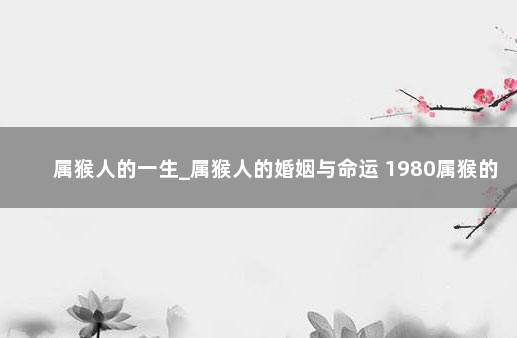属猴人的一生_属猴人的婚姻与命运 1980属猴的一生婚姻