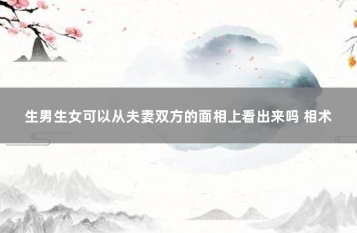 生男生女可以从夫妻双方的面相上看出来吗 相术