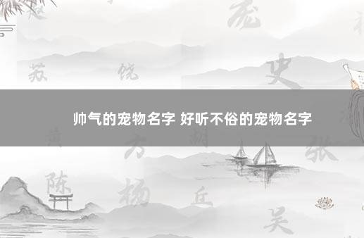 帅气的宠物名字 好听不俗的宠物名字