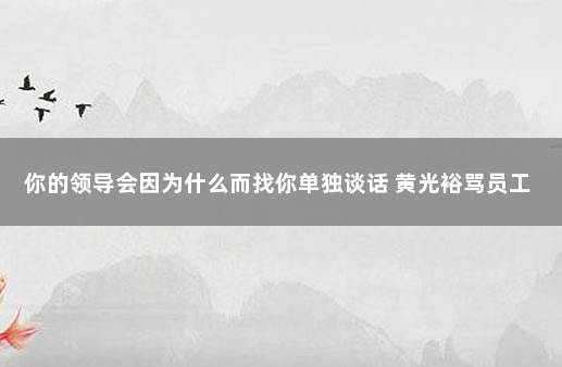 你的领导会因为什么而找你单独谈话 黄光裕骂员工