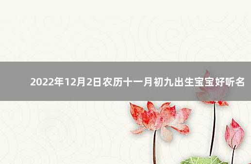 2022年12月2日农历十一月初九出生宝宝好听名字推荐 农历1月8日是阳历多少