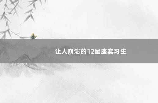 让人崩溃的12星座实习生