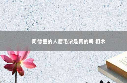 阴德重的人眉毛浓是真的吗 相术