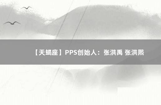 【天蝎座】PPS创始人：张洪禹 张洪熙