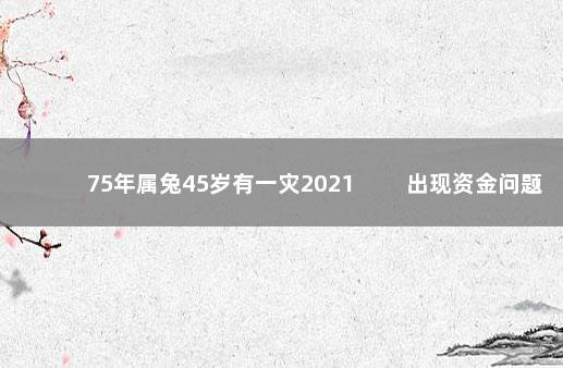 75年属兔45岁有一灾2021 　　出现资金问题