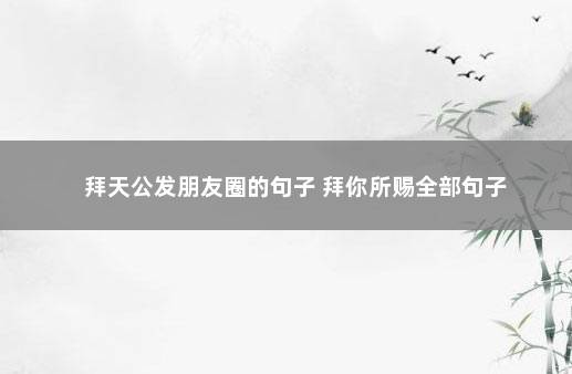 拜天公发朋友圈的句子 拜你所赐全部句子