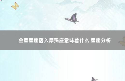 金星星座落入摩羯座意味着什么 星座分析