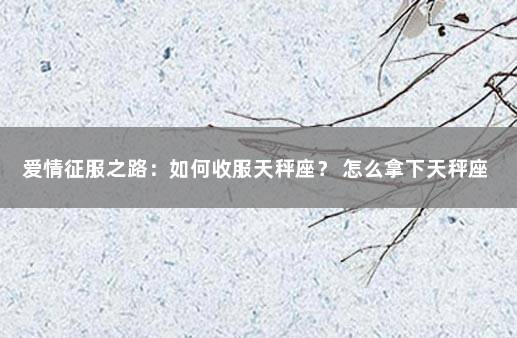 爱情征服之路：如何收服天秤座？ 怎么拿下天秤座