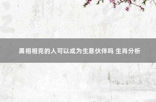 属相相克的人可以成为生意伙伴吗 生肖分析