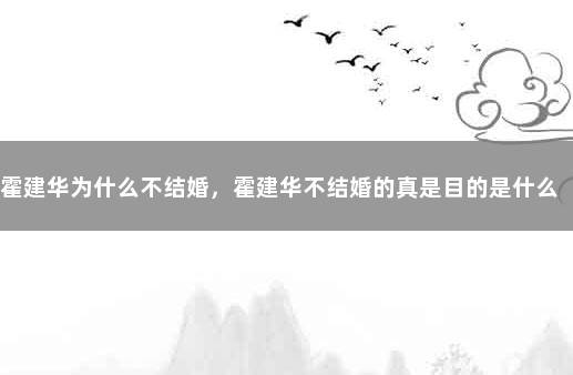 霍建华为什么不结婚，霍建华不结婚的真是目的是什么 恋爱是以结婚为目的吗