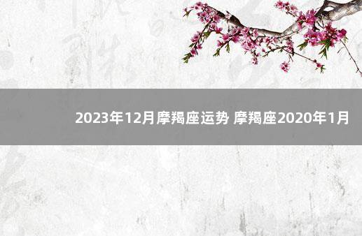 2023年12月摩羯座运势 摩羯座2020年1月1日运势