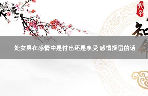 处女男在感情中是付出还是享受 感情挽留的话