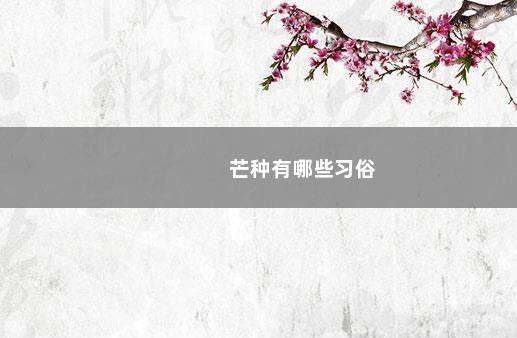 芒种有哪些习俗