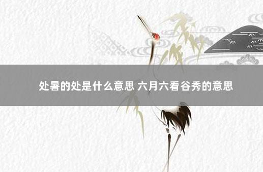 处暑的处是什么意思 六月六看谷秀的意思
