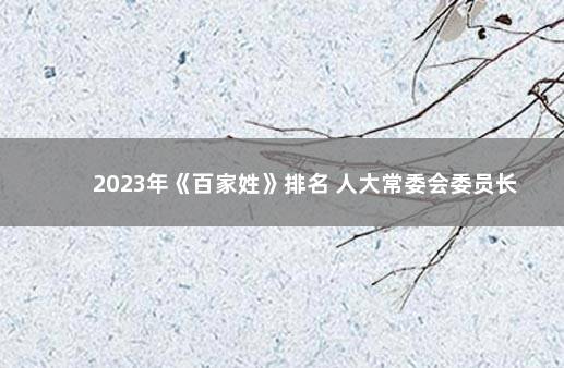 2023年《百家姓》排名 人大常委会委员长