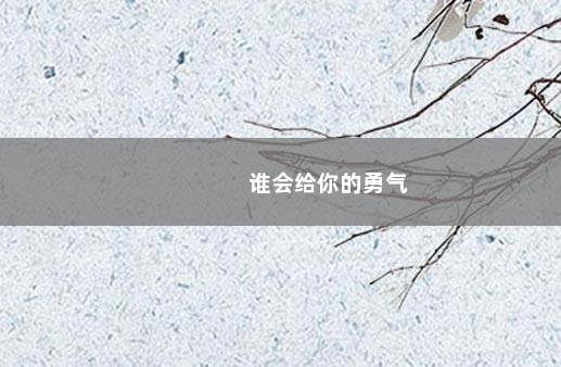谁会给你的勇气