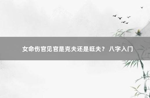 女命伤官见官是克夫还是旺夫？ 八字入门