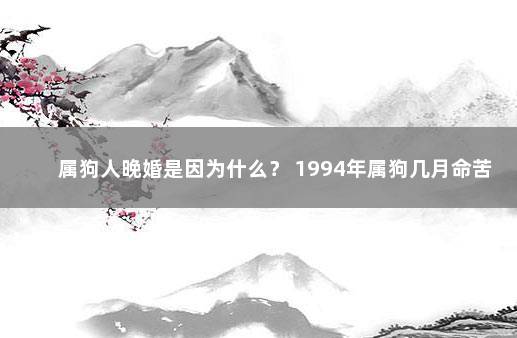 属狗人晚婚是因为什么？ 1994年属狗几月命苦