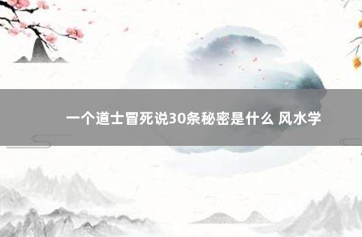 一个道士冒死说30条秘密是什么 风水学