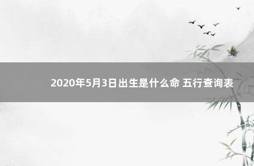 2020年5月3日出生是什么命 五行查询表