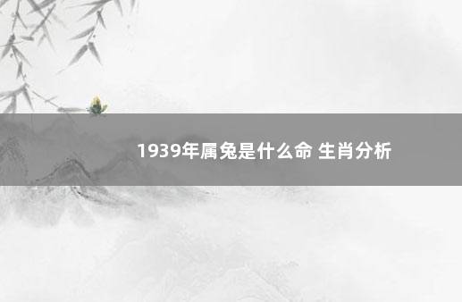 1939年属兔是什么命 生肖分析