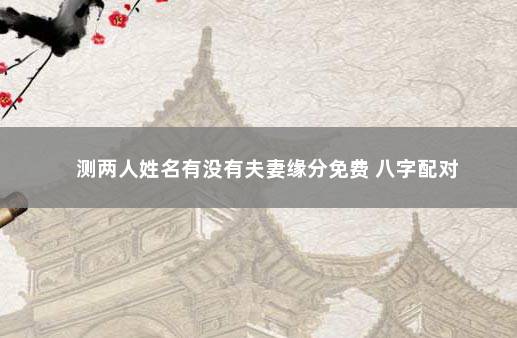 测两人姓名有没有夫妻缘分免费 八字配对