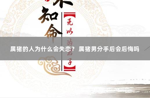 属猪的人为什么会失恋？ 属猪男分手后会后悔吗