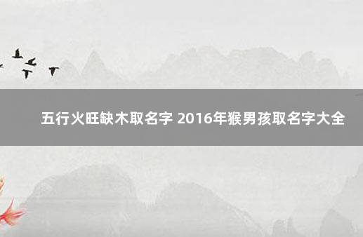 五行火旺缺木取名字 2016年猴男孩取名字大全