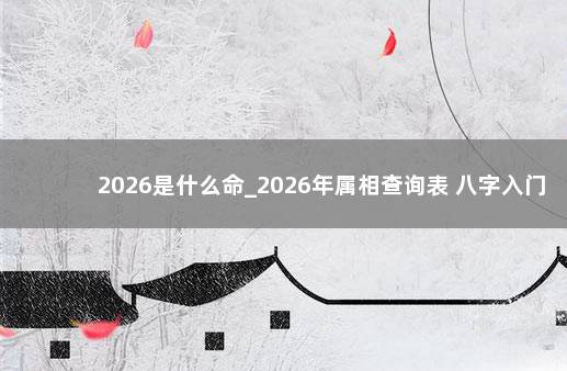 2026是什么命_2026年属相查询表 八字入门