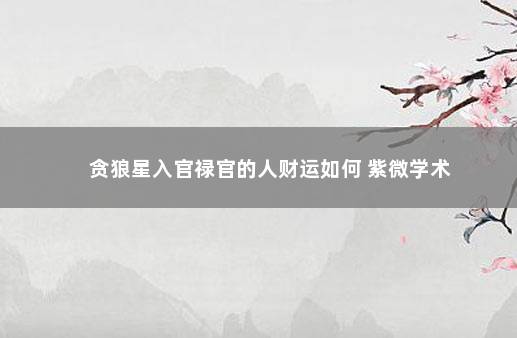 贪狼星入官禄官的人财运如何 紫微学术