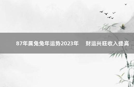 87年属兔兔年运势2023年 　财运兴旺收入提高