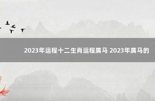 2023年运程十二生肖运程属马 2023年属马的运势和财运