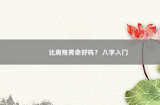 比肩格男命好吗？ 八字入门