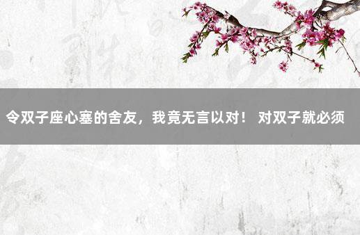 令双子座心塞的舍友，我竟无言以对！ 对双子就必须虐他