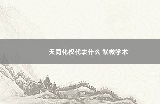 天同化权代表什么 紫微学术