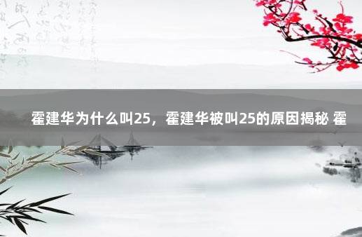 霍建华为什么叫25，霍建华被叫25的原因揭秘 霍建华为什么无戏可拍