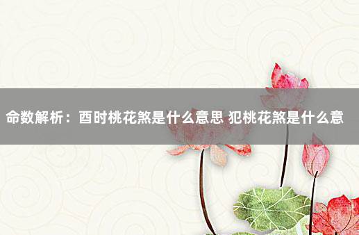 命数解析：酉时桃花煞是什么意思 犯桃花煞是什么意思