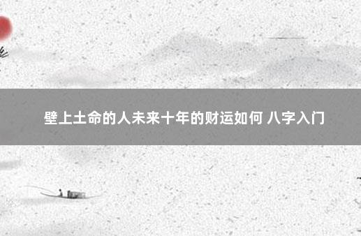 壁上土命的人未来十年的财运如何 八字入门