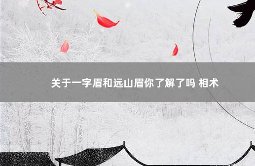 关于一字眉和远山眉你了解了吗 相术
